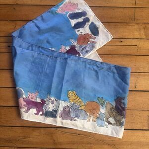 100% Silk Scarf Hand Painted Animal Watercolor Hand-rolled Stole Scarf Vintage